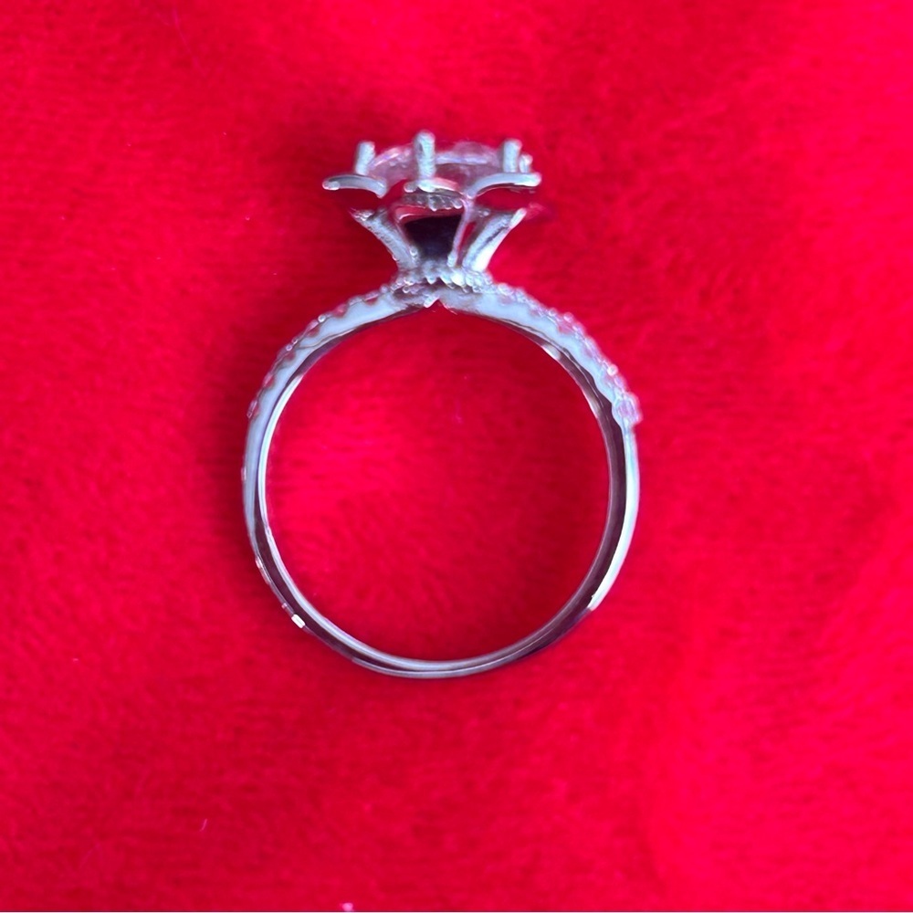 Moissanite, Silver Floral Ring - Picture 3 of 6